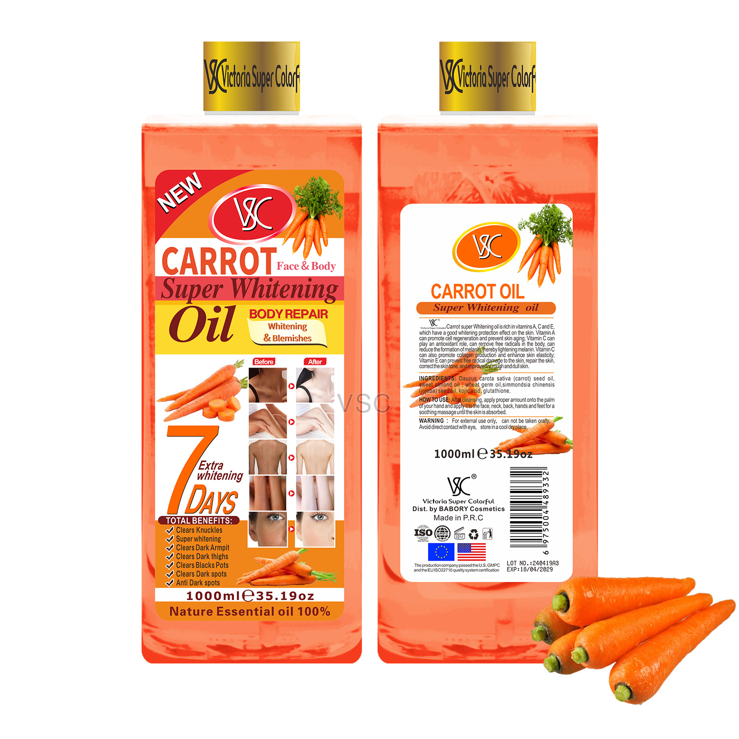 Carrot Essential Oil Face And Body Whitening - 200ML - SAJ