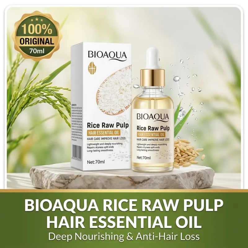 BIOAQUA Rice Raw Pulp Hair Essential Oil 70ml - Anti Hair Loss Serum - SAJ