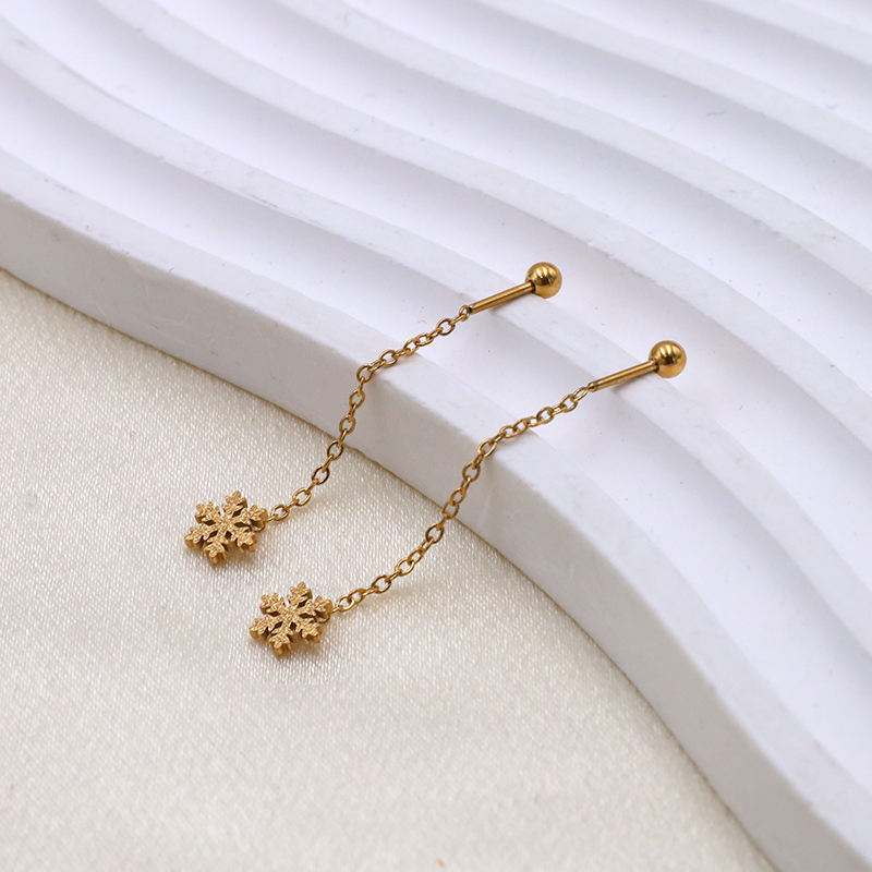 18K Gold Plated Snowflake Long Tassel Earrings